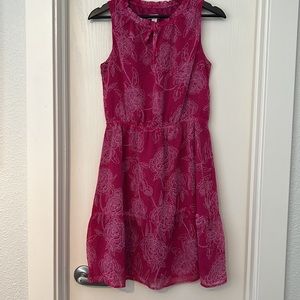 Women’s Merona Sleeveless Mini Dress - Fuschia Pink with White Flowers - Size S